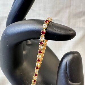 Vintage Avon Clear and Red Rhinestone Delicate Bracelet